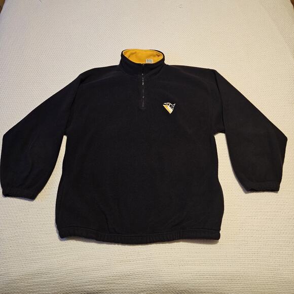 NHL PITTSBURGH PENGUINS Men's XL Black Gold 1/4-Zip Fleece-Lined Knit Pullover - Picture 1 of 8